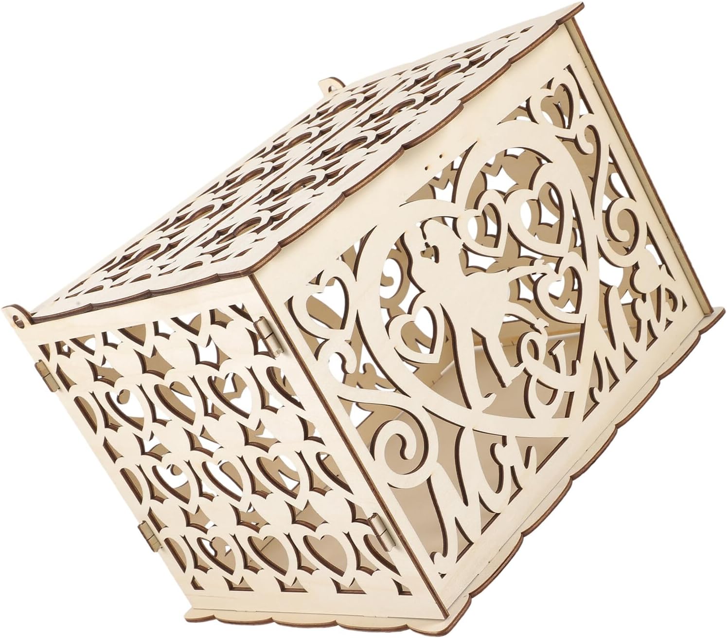 VICASKY Rustic Wooden Wedding Card Box with Heart Cutout Slot, Envelope Money Holder for Reception, Decorative Wooden Card Holder for Wedding Party