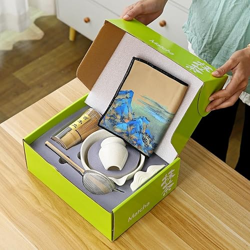 Miniatura 4 de Juego de matcha japonés Matcha Whisk Matcha Bowl con boquilla de vertido, soporte para batidor de matcha, kit para hacer té. 1 juego de batidor de