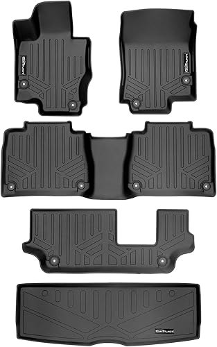 SMARTLINER Alfombrillas de piso de ajuste personalizado de 3 filas y forro de carga detrás de la tercera fila compatibles con Mercedes-Benz AMG GLE