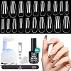 Beetles Acrylic Nail Tips Nail Glue Lamp Kit, 500pcs Gel Nail Kit Acrylic Set with Long Coffin False Nail 5 in 1 Nail Glue and UV LED Nail Lamp for Easy and Fast Nail Extension DIY Nail Art