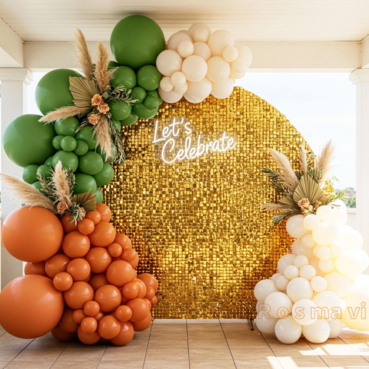 Fall Balloon Arch Kit, Sage Green and Orange Balloons, 124 Pcs