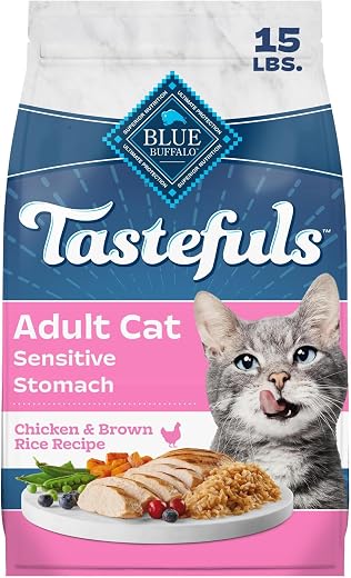 Blue Buffalo Tastefuls Sensitive Stomach Natural Adult Dry Cat Food, Chicken 15lb bag