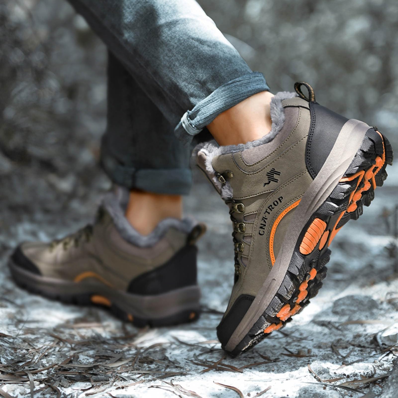 Herren Sport Schuhe - Herren Winter Freizeitschuhe Sportive Schnürstiefel Warme Baumwollgefütterte Outdoor-Aktivitäten
