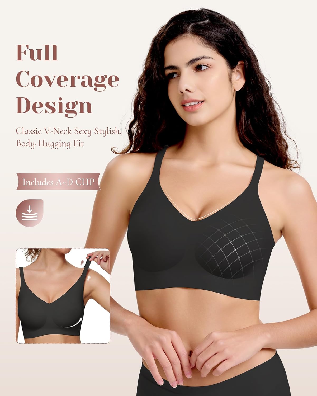 Womens Wireless Jelly Bras No Underwire Seamless Push Up Bra Ultra Soft Comfortable Tshirt Bralette Full Coverage - Image 2