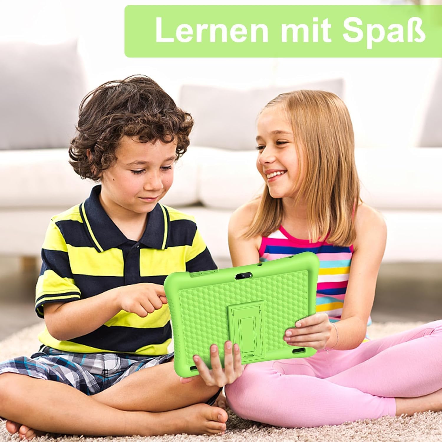Kids Tablet 10 inch Android 13 Tablet for Kids 3-12 Children Learning Tablet with WiFi Bluetooth Dual Camera 32GB Parental Control Pre-Installed Kids Apps YouTube Google Play, Green