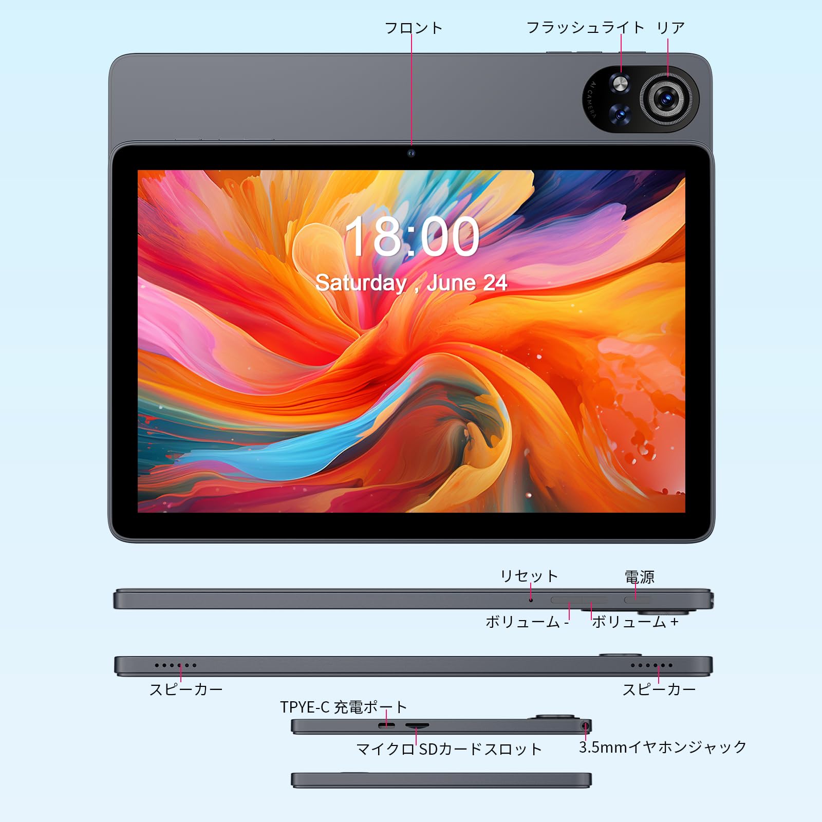 Amazon.co.jp: タブレット 10インチ Wi-Fi6モデル Android 6GB+128GB+