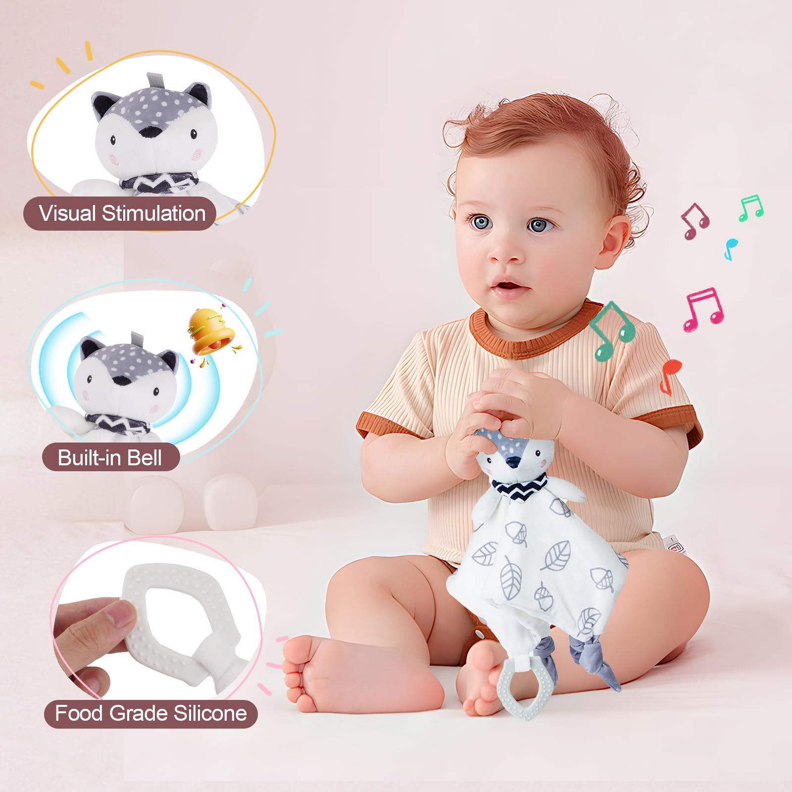 Set regalo per neonati alla nascita – 7 in 1 regalo per neonati per maschietto & femminuccia con coperta, spugna, sonaglio in legno, bavaglino, calzini e scatola dei ricordi – regali per neonati alla