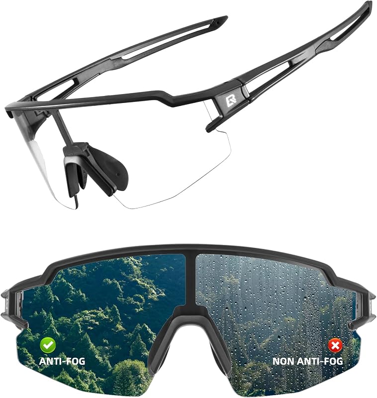 ROCKBROS Photochromic Sports Sunglasses Professional Anti Fog - UV400 Goggles with Myopia Frame for Running Cycling Fishing