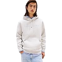 Tommy Jeans Uomo Felpa Linear Logo con Cappuccio, Grigio (Lt Grey Htr Multi)