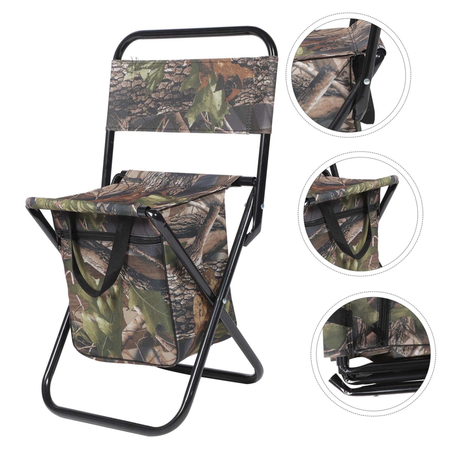 TOYANDONA Sedia da Campeggio Portatile Pieghevole con Struttura in Acciaio Inossidabile Oxford Robusta e Salvaspazio con Borsa Portaoggetti per Camping e Giardini