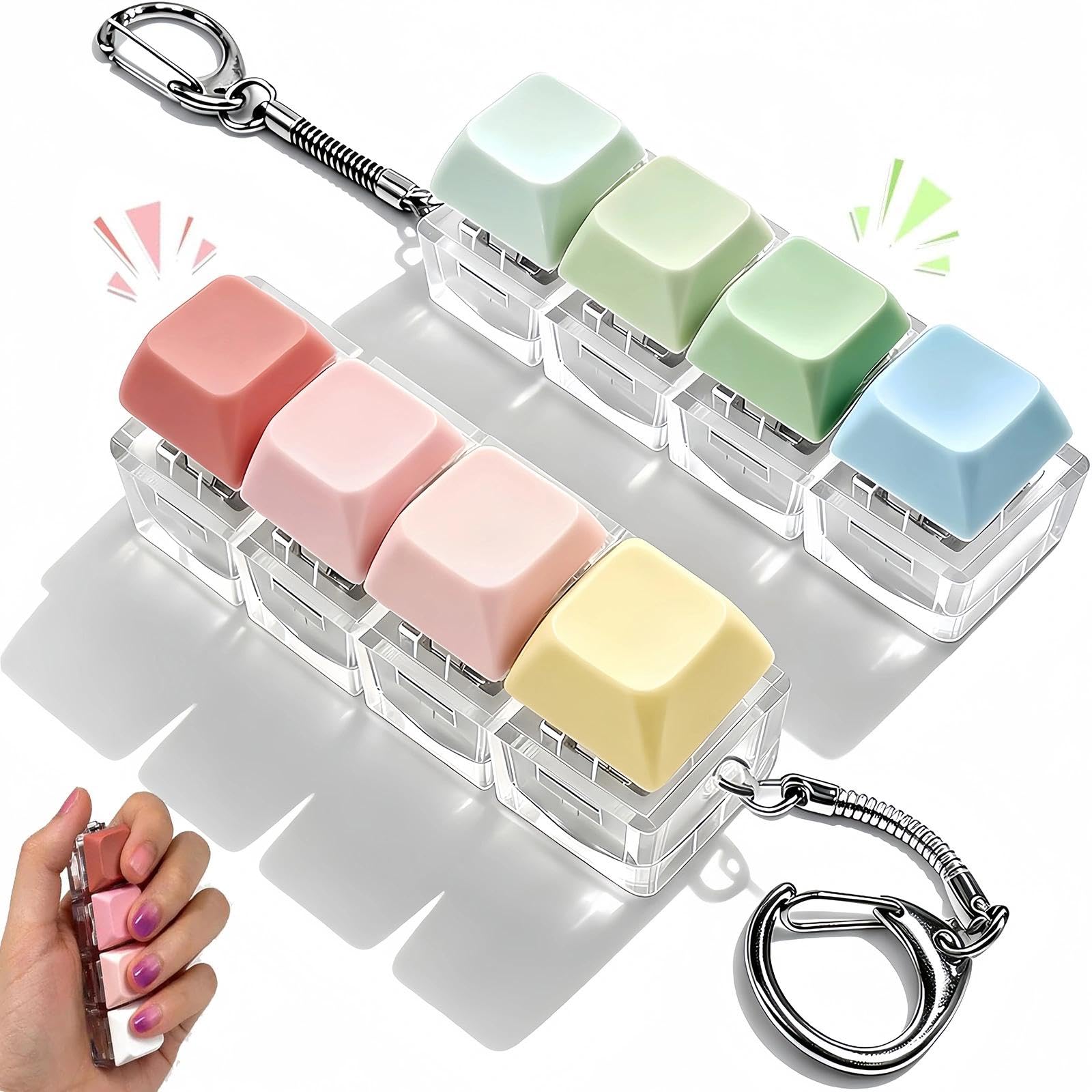2Pcs Keyboard Fidget Toy, Portable 4-Button Keyboard Shaped Fidget Toy