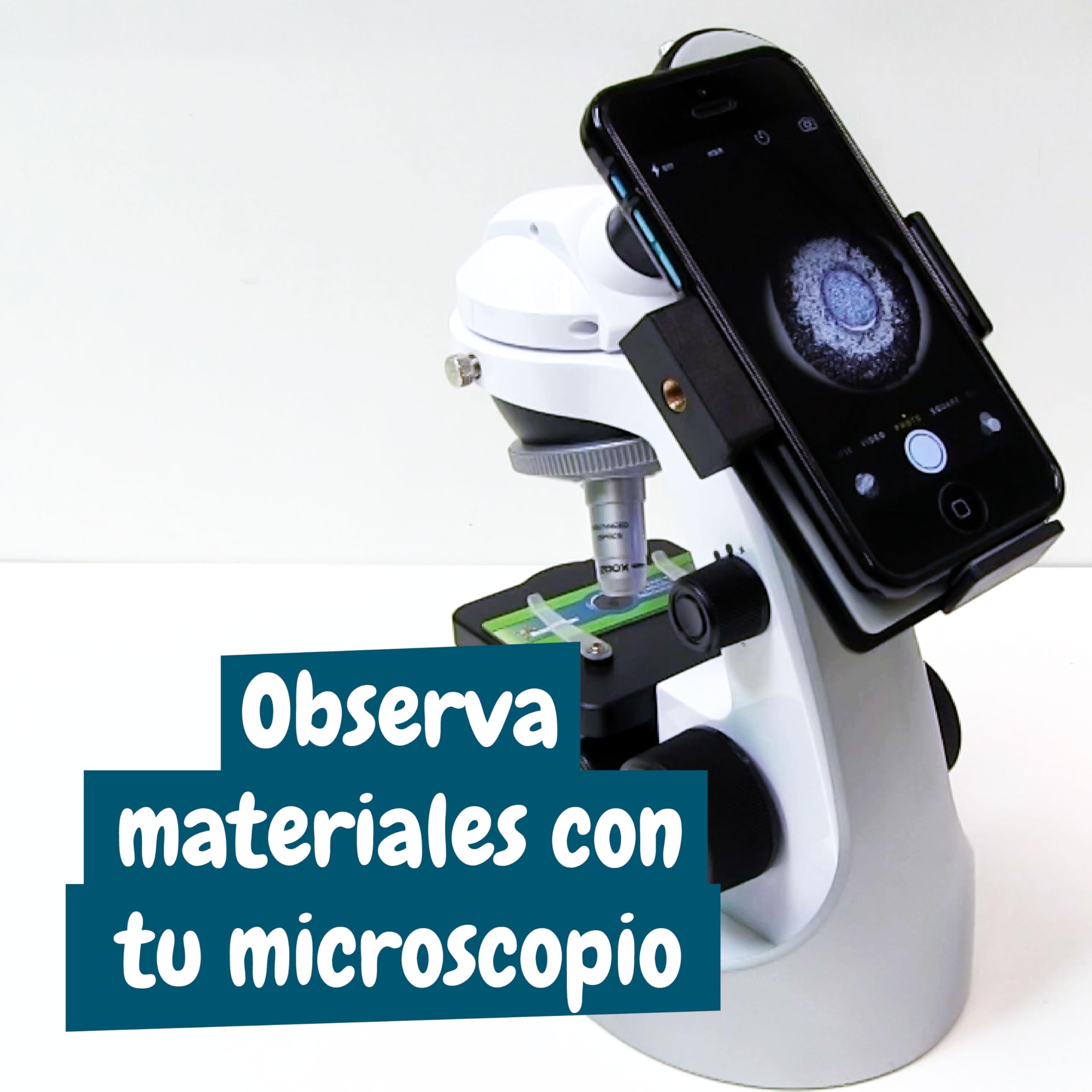Science4you - Microscopio para Niños +8 Años - Laboratorio de Quimica: Microscopio con Soporte para Smartphone y Muestras Preparadas - Kit de Ciencia para Niña y Juegos Educativos Niños 7 8 9 10+ Años
