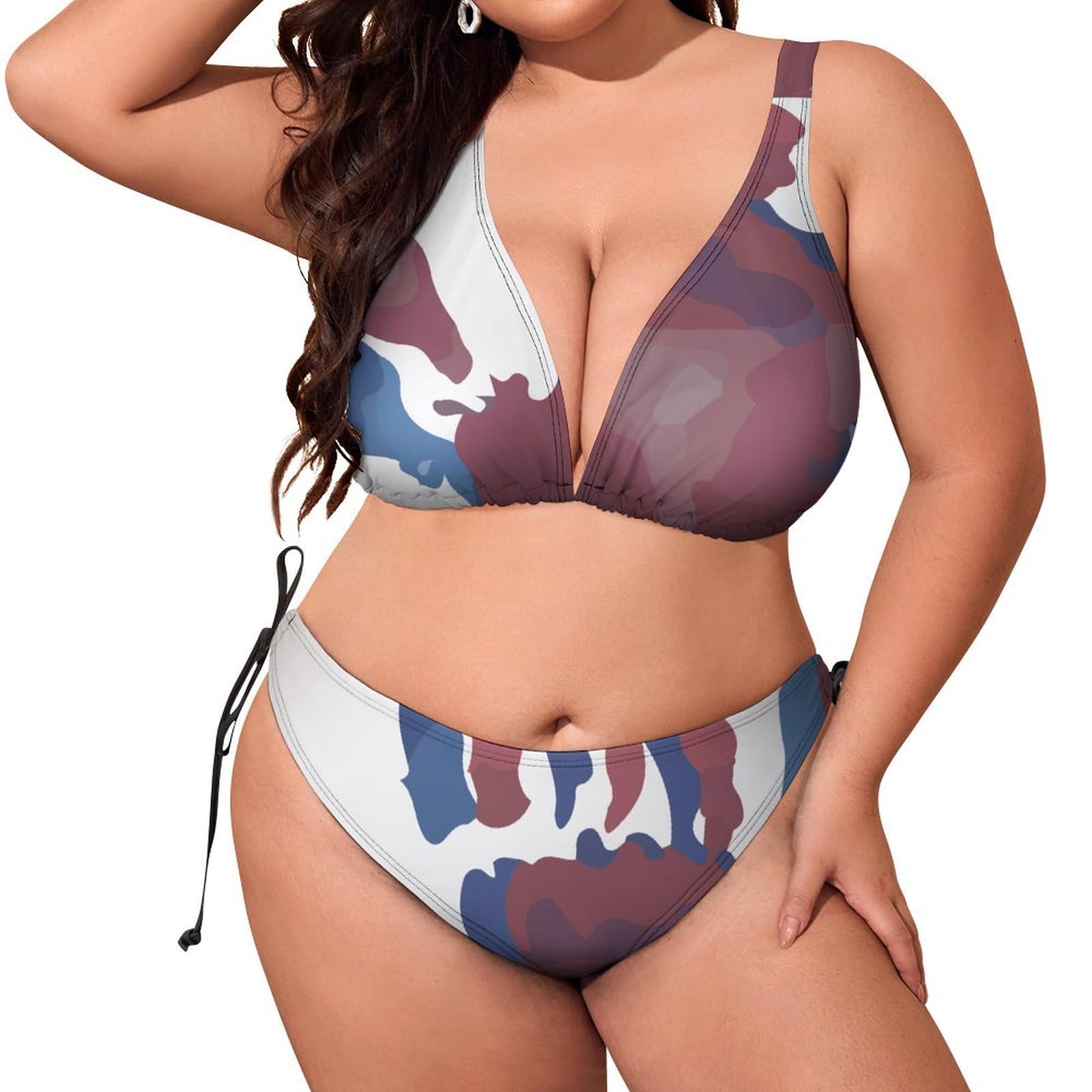 AILLOSA Conjunto de bikini para mujer, tallas grandes, acolchado, dos piezas, bikini de talla grande