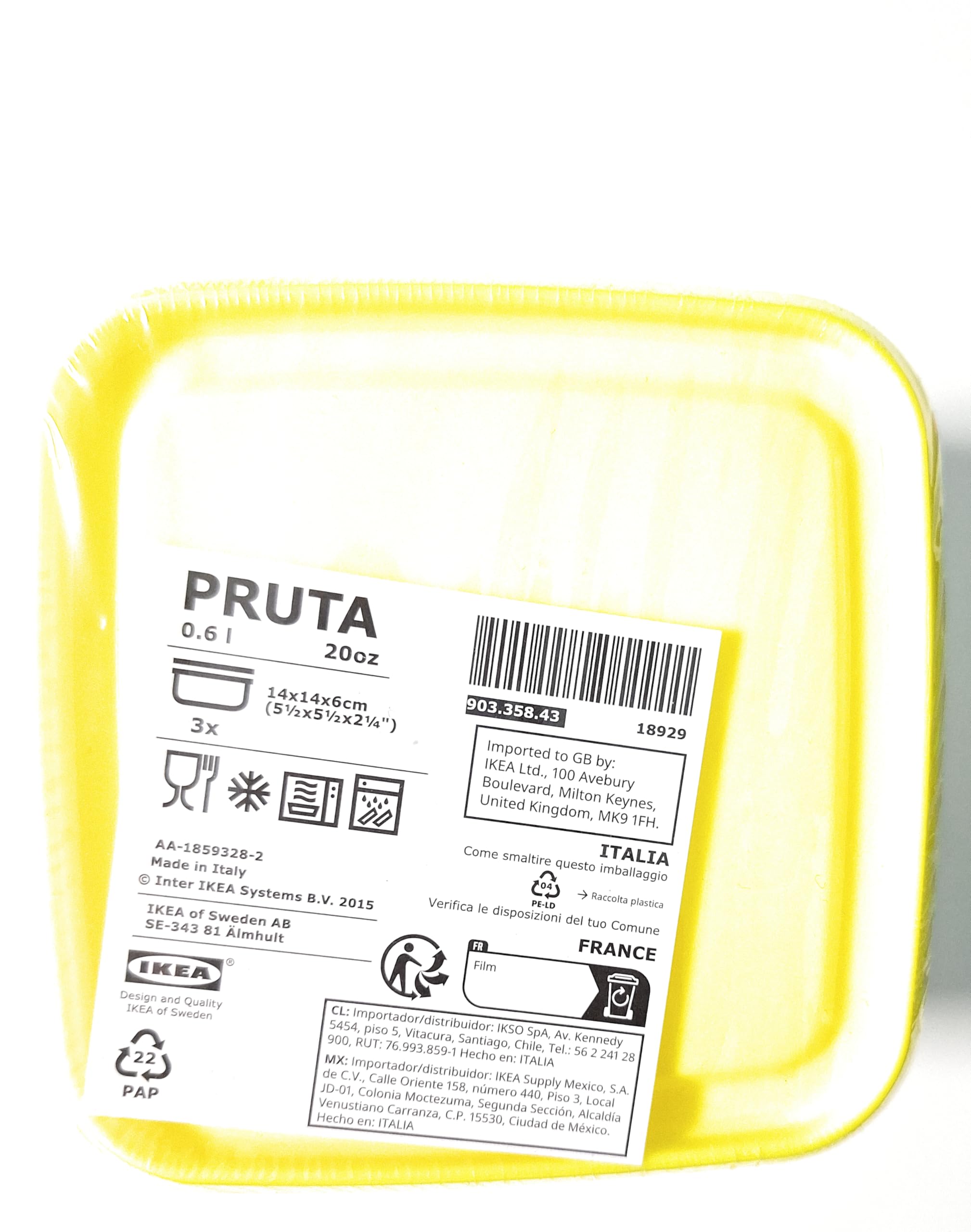 Ikea Pruta 3 Piece Storage Containers - Yellow