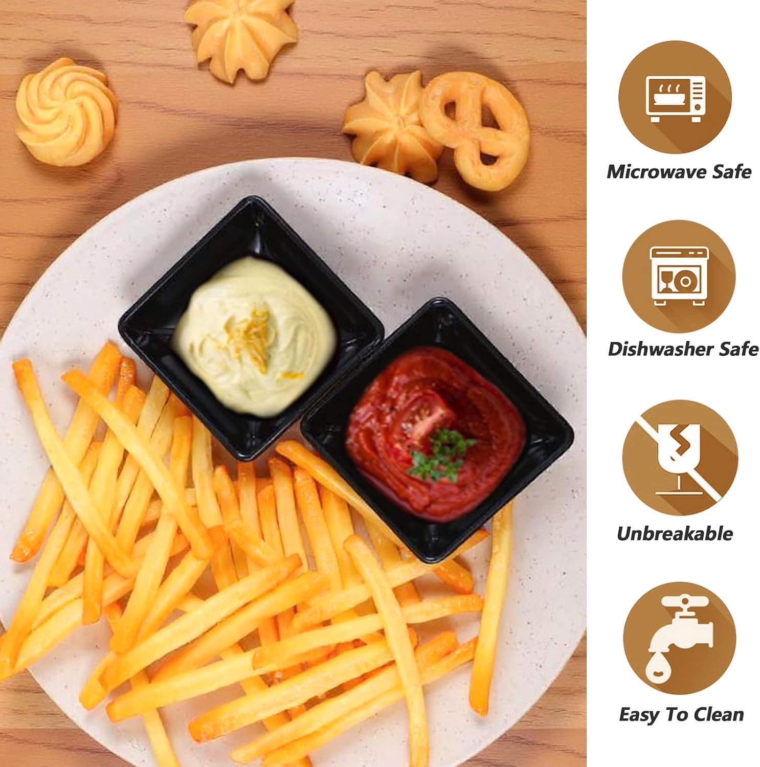 24 Pack Black Dipping Bowls, 3 oz Small Black Dipping Sauce Bowls For Sushi, Soy Sauce, Condiments, Plastic Soy Sauce Dipping Bowls Set, Durable Melamine, Dishwasher Safe
