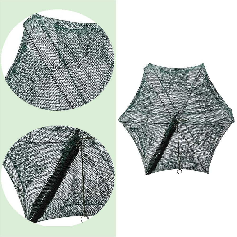 Red de Pesca Plegable de 6 Agujeros para Peces, Gambas y Cangrejos