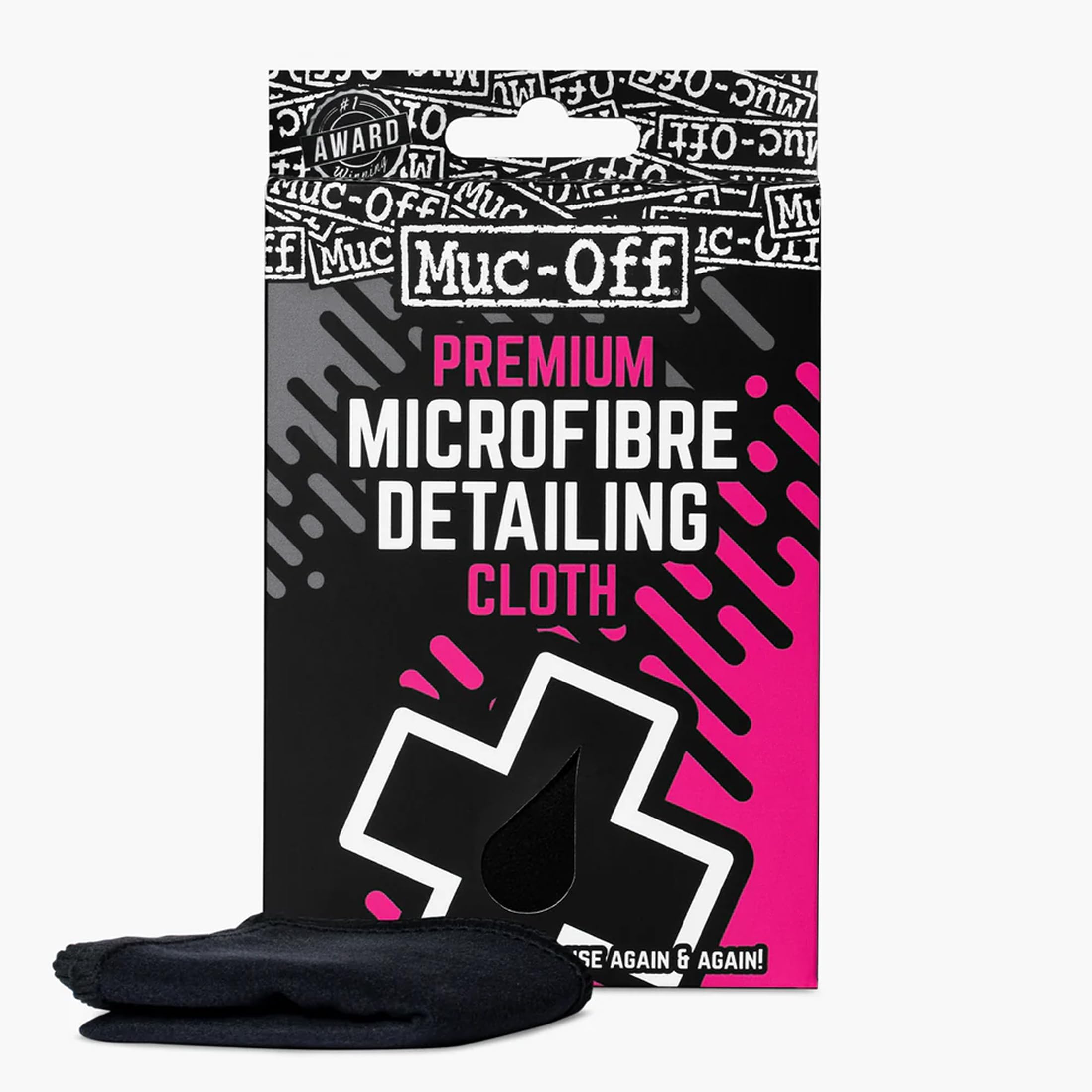Muc Off Microfibre Detailing Cloth - Compact Cleaning Cloth for Bicycle and Motorcycle Care - Polishing Cloth for Helmets, Visors and Goggles, Black