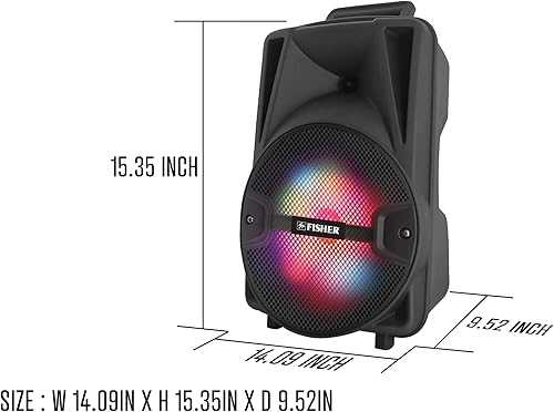 Miniatura 6 de Fisher Altavoces Bluetooth inalámbrico con luces LED 10 W de salida de subwoofer, 1800 W de potencia máxima8 pulgadas ligero DJ portátil máquina de