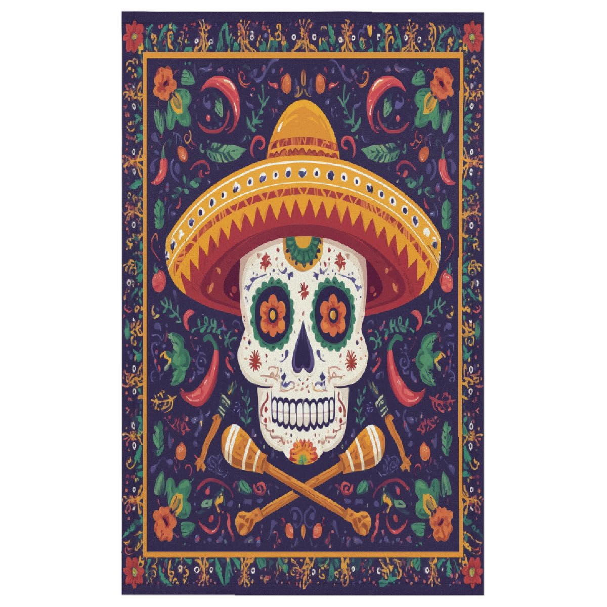 Torchon microfibre absorbant crâne mexicain 45x72 cm essuie-mains cuisine