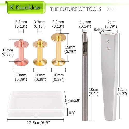 Miniatura 2 de K Kwokker 81 remaches de cobre para cuero, con rebabas, fijador de rebabas 9 y #12, juego de punzones de cuero de 0.138 in, para jeans, chaqueta,