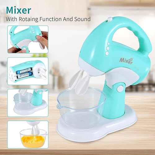 Miniatura 5 de Juego de electrodomésticos de cocina, accesorios de cocina para niños, juguetes de cocina con cafetera, licuadora, batidora y tostadora para niños