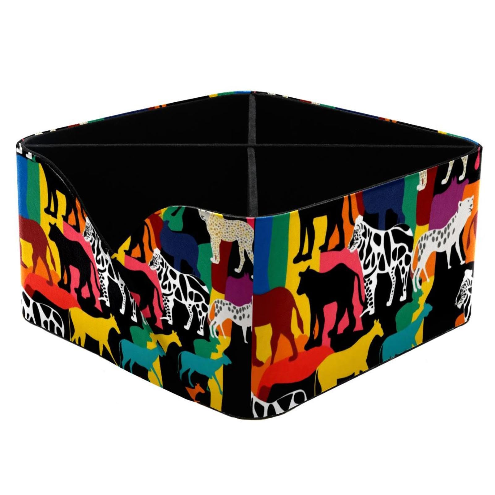 Silhouette d'animal noir sur porte-stylos rectangulaire et cosmétiques