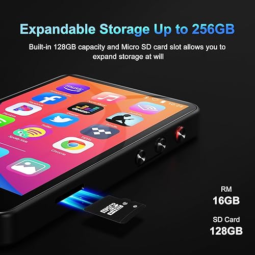 Miniatura 8 de Reproductor de MP3 de 144 GB con Bluetooth y WiFi, pantalla táctil completa HD de 4 pulgadas MP3 y reproductor de música MP4 con Spotify, Libby,