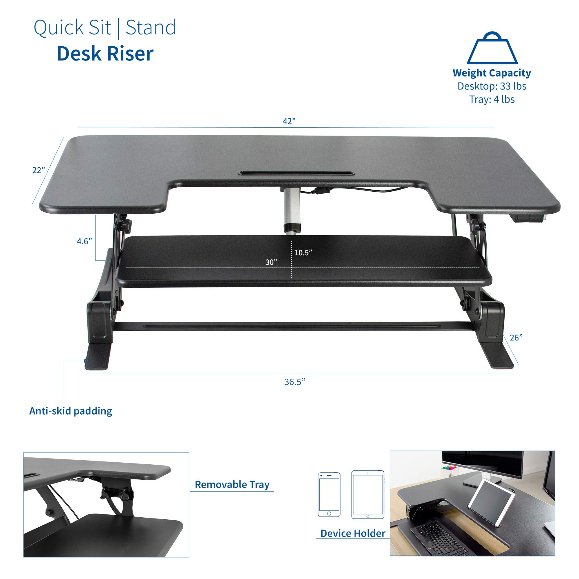 Buy VIVO Black Electric Motor Height Adjustable 42 inch Stand up Desk