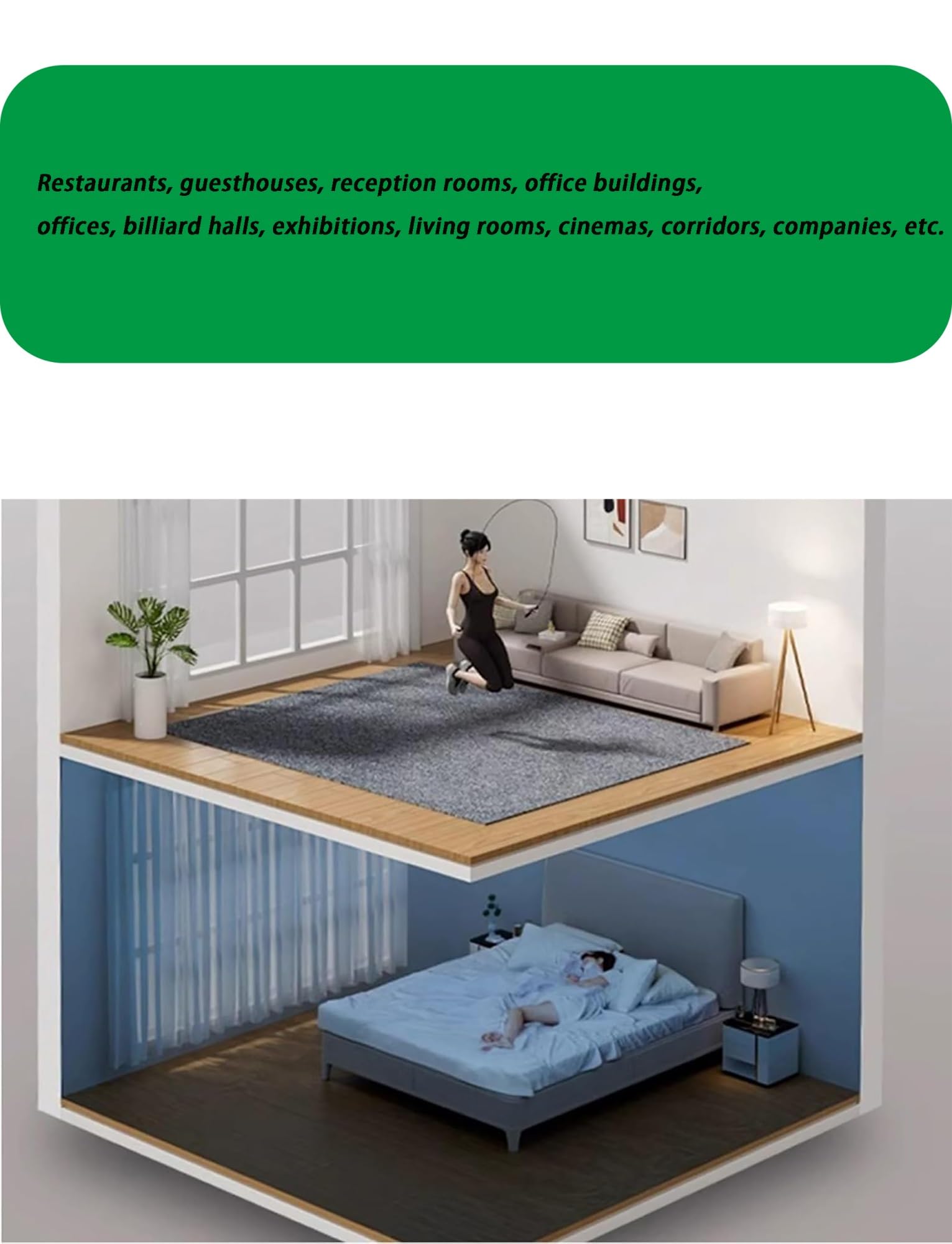 Tapis absorbant acoustique, épaisseur 7 mm, coupable, pour salon, chambre à coucher, bureau, réduction du bruit, installation sur de grandes surfaces