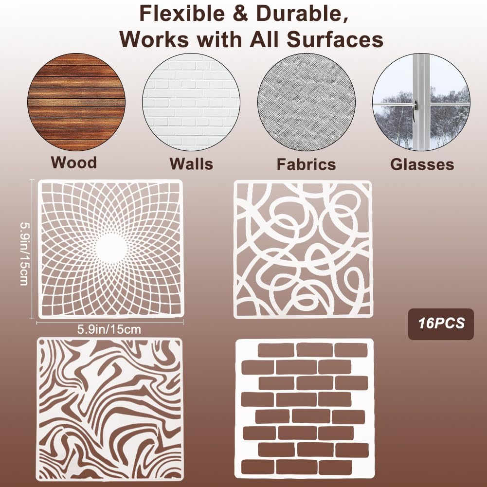 CrafTreat Pochoirs Géométriques Pour Peinture Sur Bois, Mur