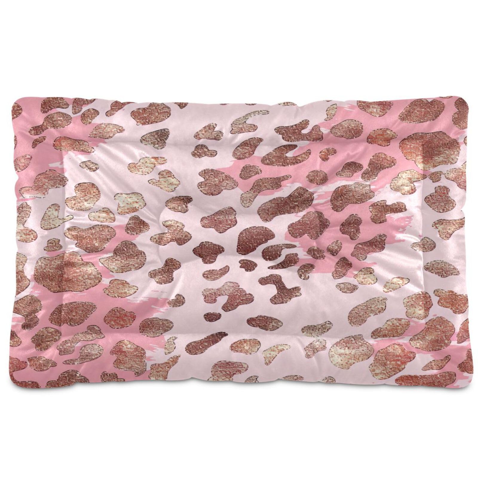 JUMBEAR Fashion Animal Leopard Print Pet Bed,Non Slip Bottom Dog Crate Mattress Cat Dog Mat,Soft Comfortable Pet Cat Beds for Cats and Dogs Sleeping 36x24in