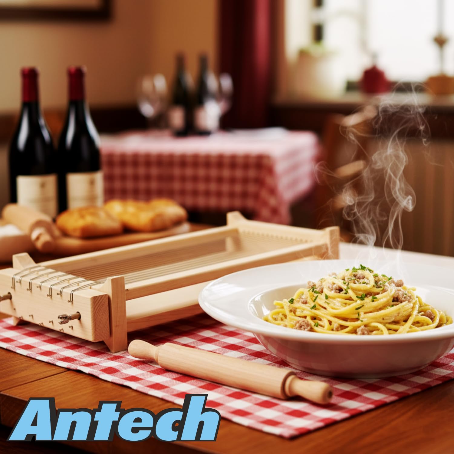 Guitare Antech avec rouleau à pâtisserie pour pâtes, spaghetti, fettuccine, emporte-pièce des Abruzzes
