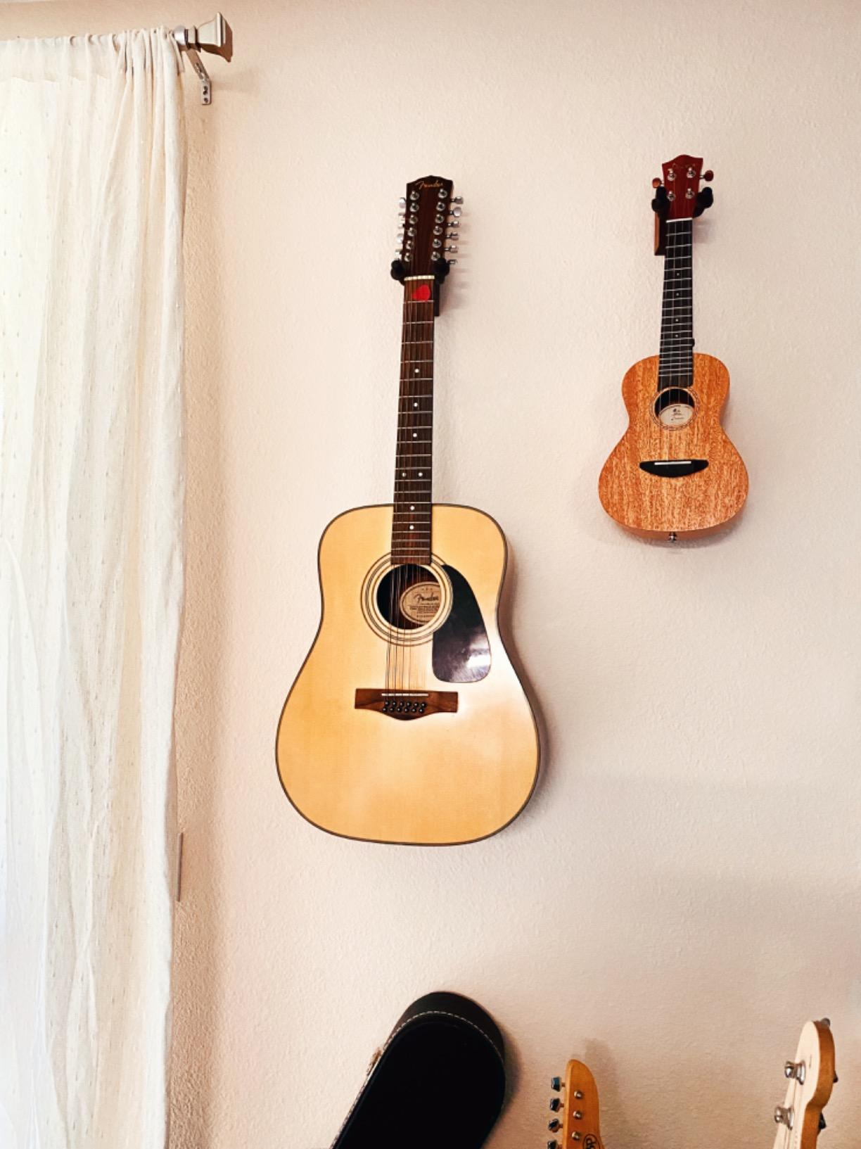 Guitar Wall Mount Guitar Hanger 2 Pack Black Walnut Wood