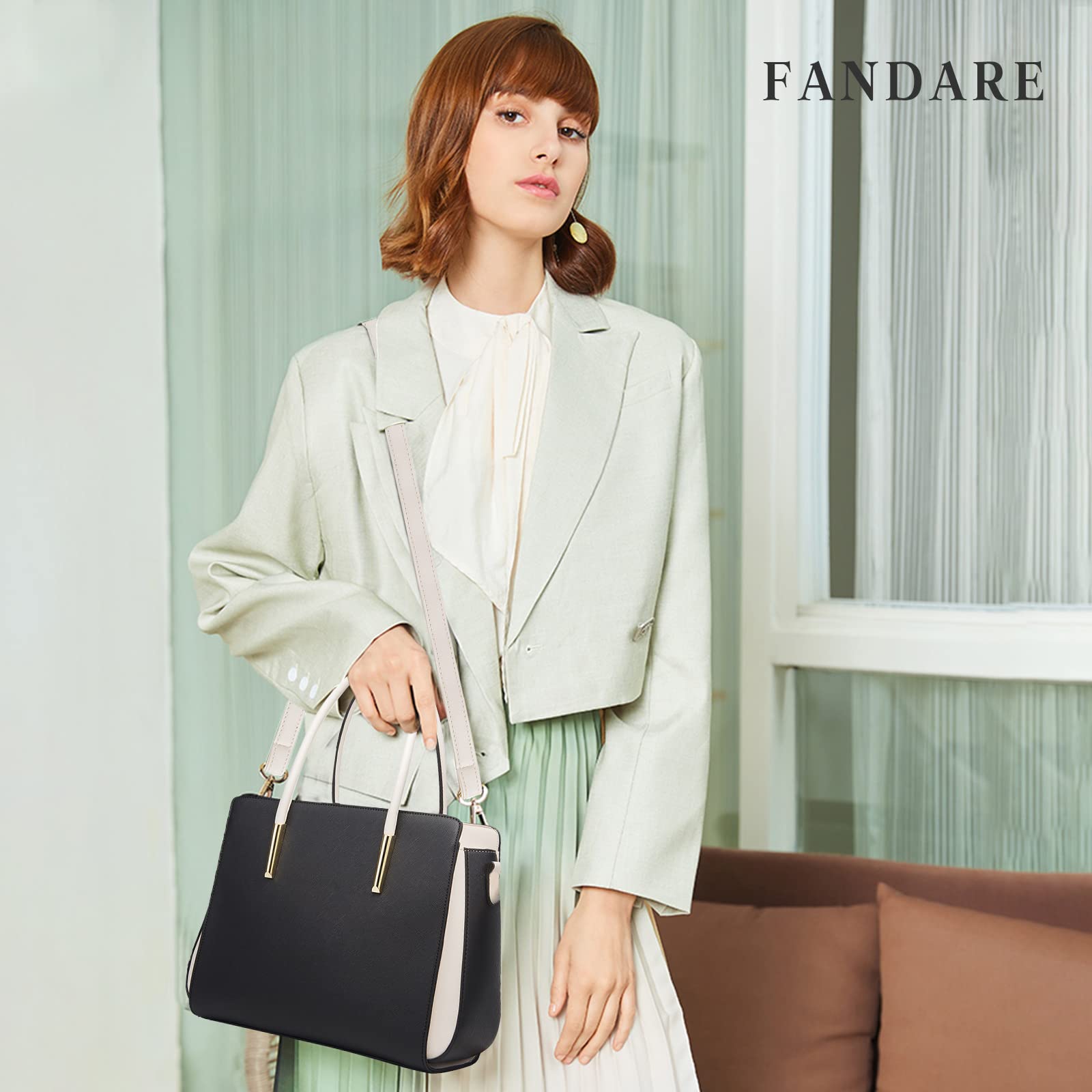 FANDARE Damen Handtasche 4 Stück Set Umhängetasche Frauen Reise Citytasche mit Unterarmtasche Brieftasche Schulterbeutel Shopper Tote für Mädchen Alltag Büro Schule Ausflug Henkeltasche Schwarz