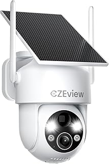 CZEview All in 1 Surveillance Camera Outdoor Battery Solar 2K, 100% Wireless, 360° PTZ Camera Surveillance Outdoor with Mo…