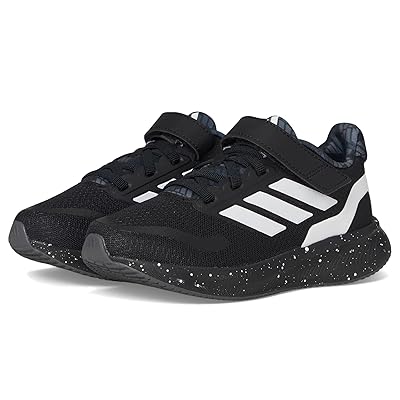 adidas Kids Run Falcon 5 Elastic Lace Shoes (Little Kid) Kids Shoes Black/White/Grey