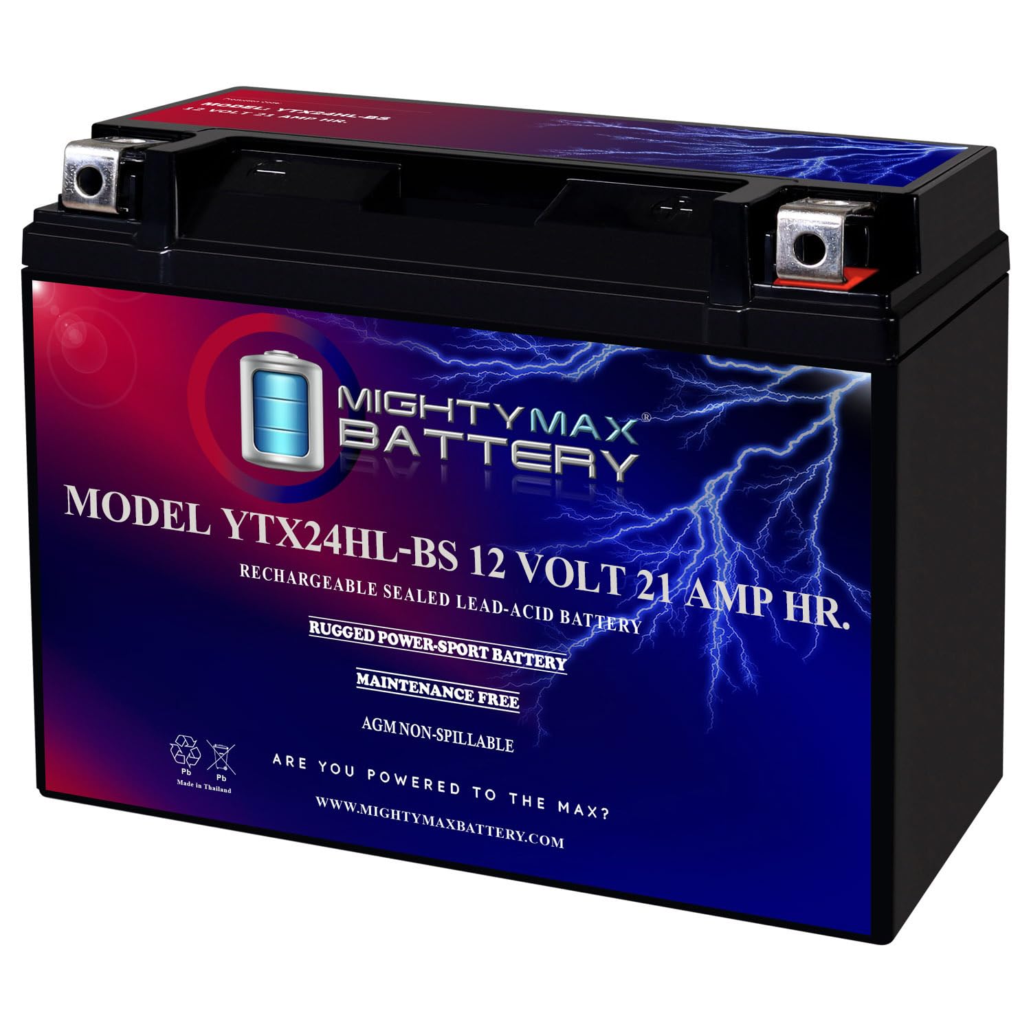 Mighty Max Battery YTX24HL-BS 12V 21AH Battery for Kawasaki 1200 ZG1200 Voyager XII 86-03