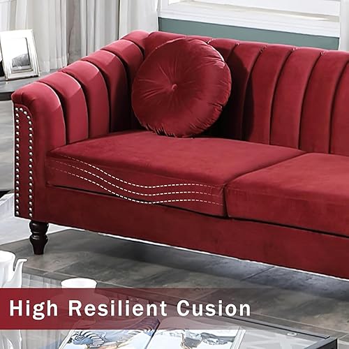 Miniatura 6 de Moderno conjunto de sofá Chesterfield de terciopelo de lujo, sillón de franela, reposabrazos enrollados tapizados para sala de Estar, dormitorio,