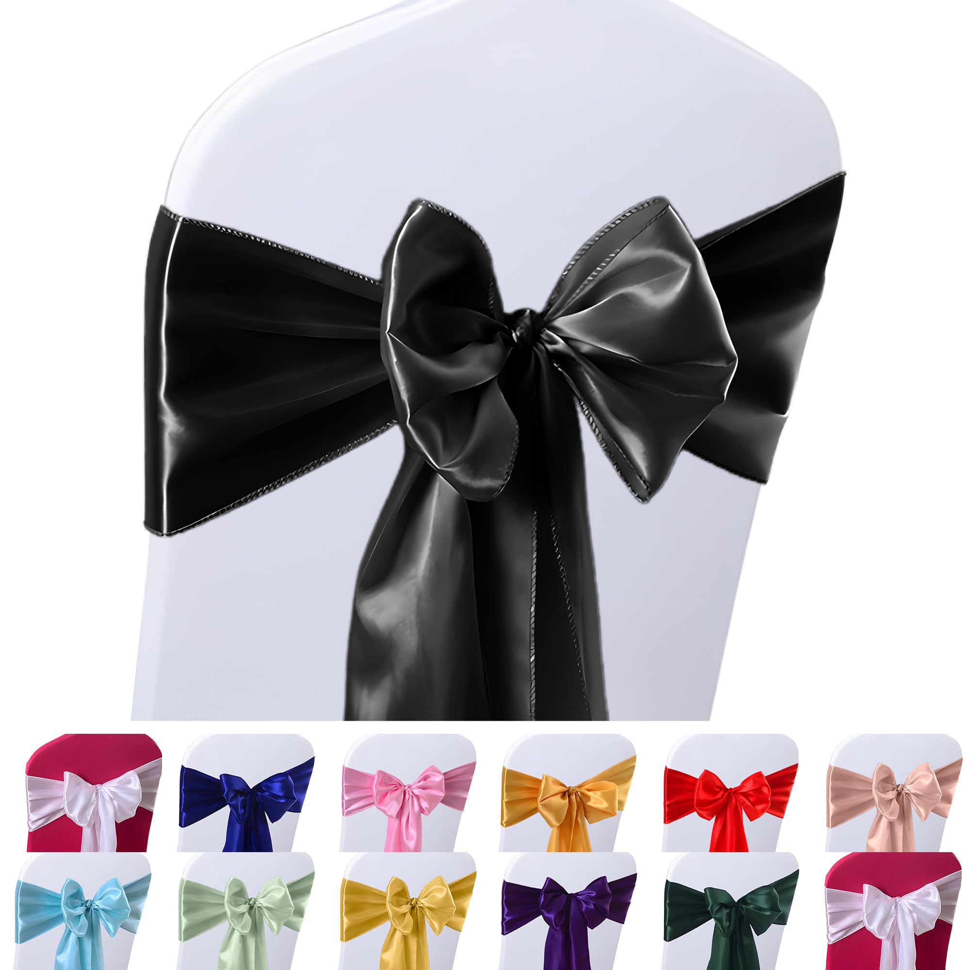FYNITE Fascia Per Sedia In Raso - 50 Pezzi, 15x275 Cm - Per Matrimoni, Feste, Lauree - Colore Bordeaux Elegante