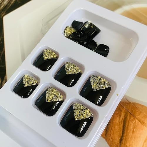 Miniatura 215 de Uñas postizas a presión con diseños de diamantes de imitación, uñas postizas reutilizables de cobertura completa con pestaña adhesiva, uñas postizas