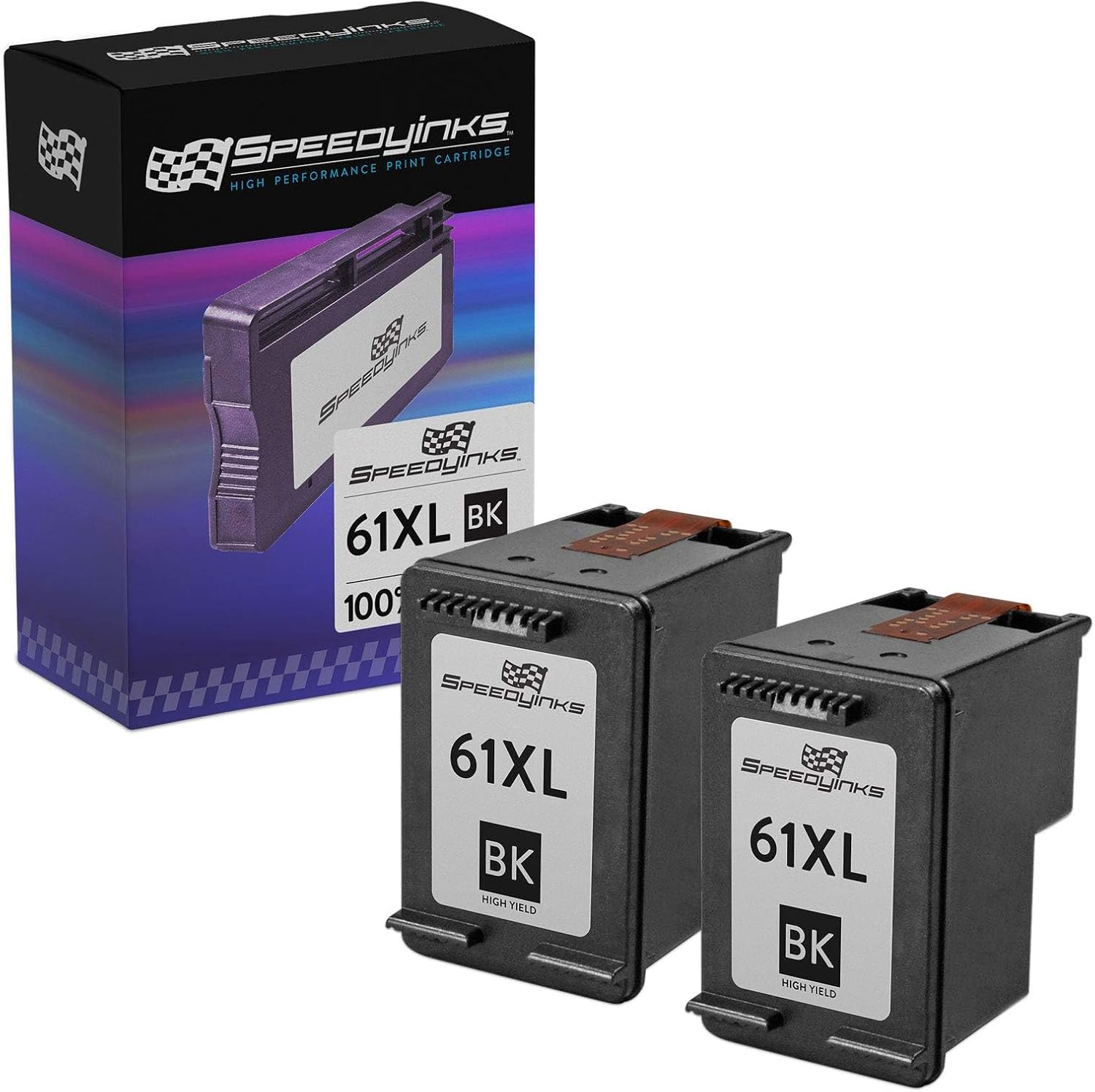 SPEEDYINKS Remanufactured Ink Cartridge Replacement for HP 61 / CH561WN (Black, 2-Pack) Compatible with OfficeJet 2620 4630 4632 4632 4632 Envy 4500 5539 4501 4502 4503