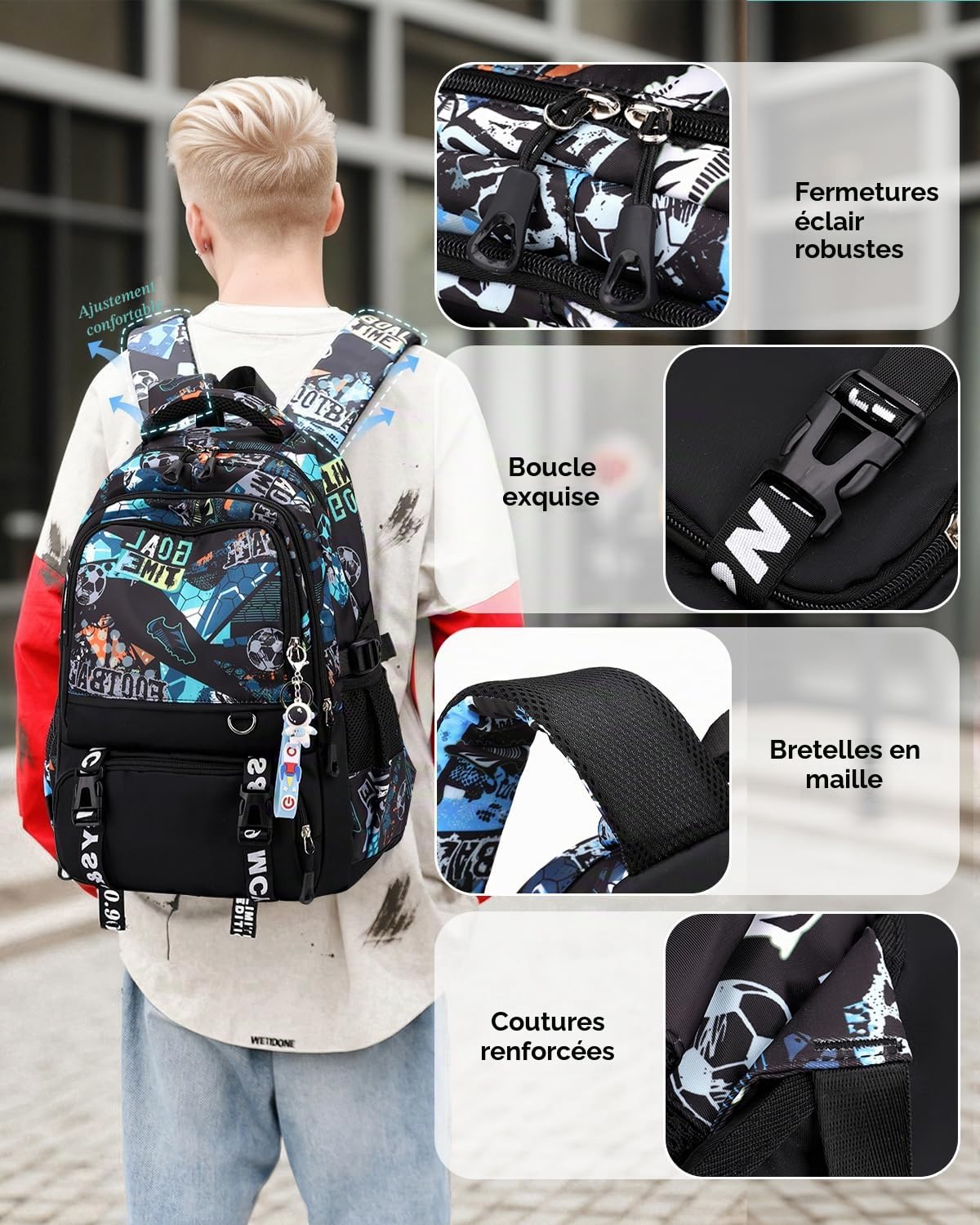 Tanou Sac a Dos College Garcon Renforcé Cartable Garcon Primaire