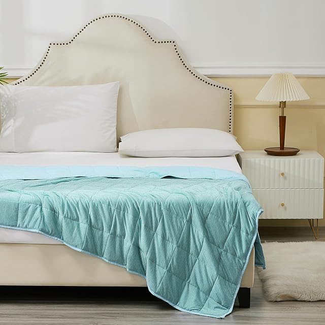 Weighted Blanket 10 Pounds Twin Size, Cooling Blanket for Hot Sleepers, Soft Bed Blanket Universal to All Seasons, 48''x72'' 10 LBS, Water Blue