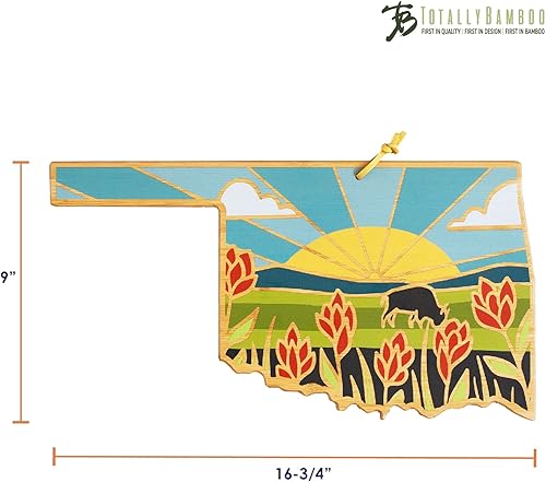 Vista 195 de Totally Bamboo Tabla de cortar con forma del estado de Nebraska y bandeja para servir charcutería con ilustraciones de Summer Stokes, incluye