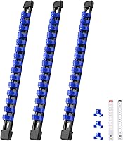 Vista 32 de Organizador de enchufes de 3 piezas, unidad de 3/8 pulgadas x 45 clips, soporte de enchufe de ABS resistente con tapas de extremo extraíbles, riel