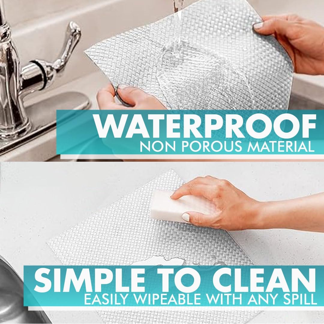 Kitchen Drawer Liners Shelf Liners for Kitchen Cabinets - Truly Non Slip, Non Adhesive Kitchen Cupboard Liners - Easy Cut/Fit, Protect Any Shelves, Wardrobe, Bathroom Surfaces (White, 30 x 600cm)