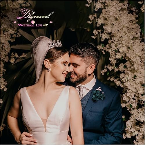 Miniatura 6 de Aevanim1+6 ramilletes de rosas artificiales con alfiler, Boutonniere para hombres, adecuado para ceremonia de boda, aniversario, cena formal y