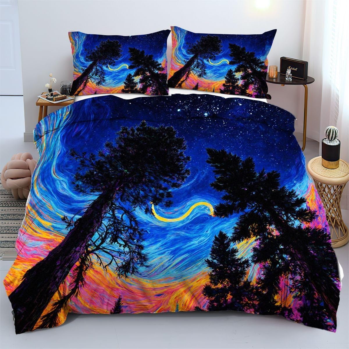 Linge de lit de haute qualité forêt colorée pour ados et enfants