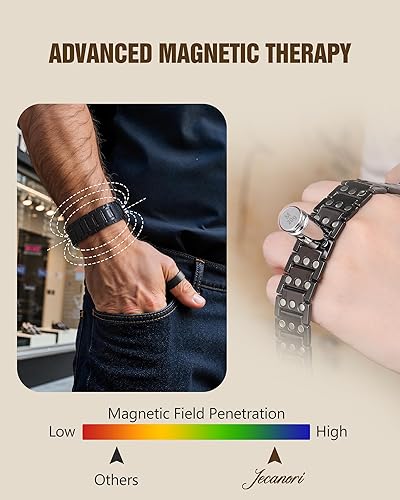 Miniatura 3 de Jecanori Pulseras de cobre para hombres, pulseras magnéticas eficaces para mujeres con 3800 imanes Gauss