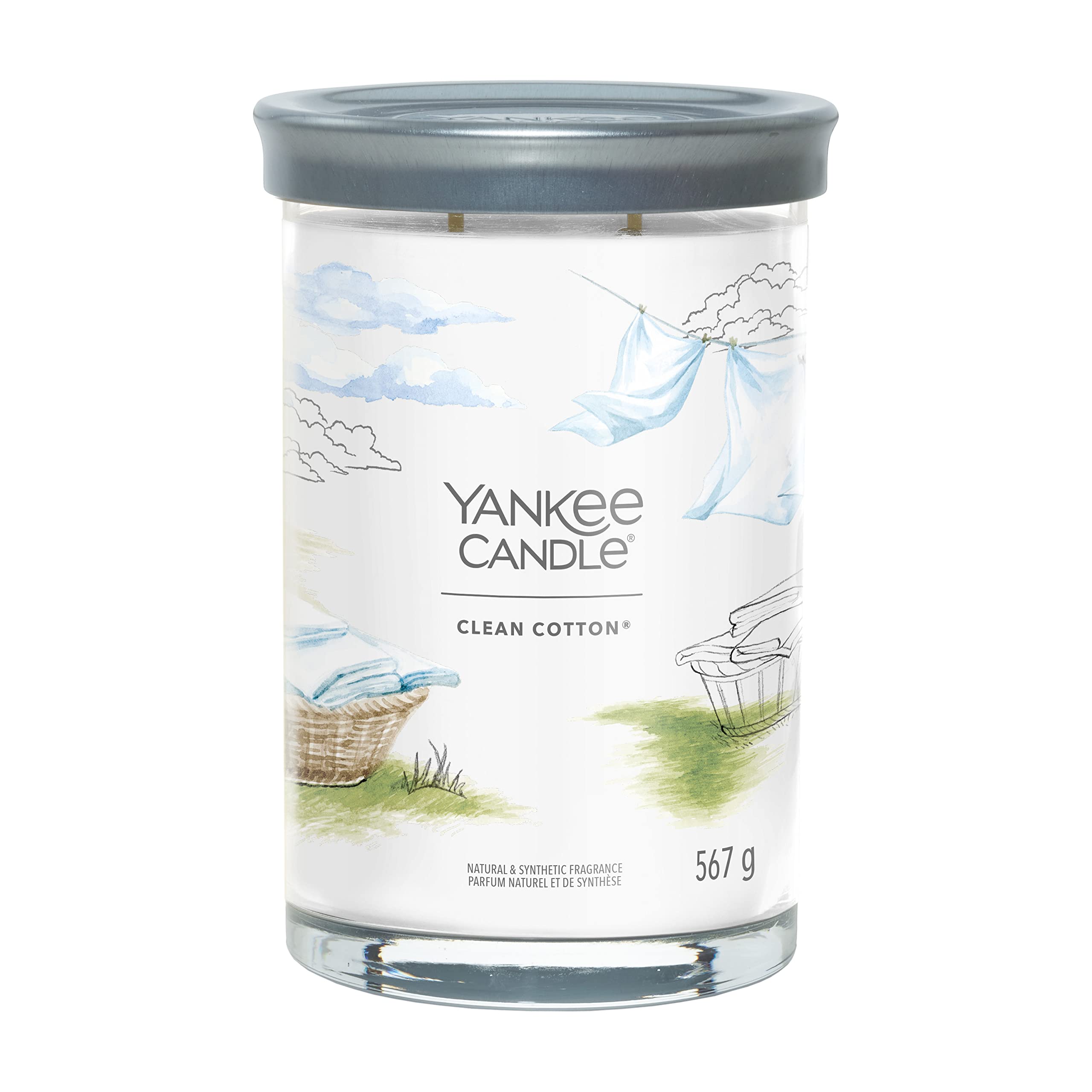 Yankee Candle Signature candela profumata | Cotone pulito in tumbler grande | Candele di miscela di cera di soia lunga durata | regalo perfetto per le donne